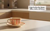 Striped Handmade & Hand-Painted Stoneware (Set of 4) Cups & Saucers | Beautiful Rose