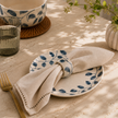 Scroll Handmade Stoneware Napkin Rings Set of 4 | Lovable Blue