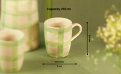 Checked Handmade & Hand-Painted Stoneware (Set of 4) Mugs | Lively Green