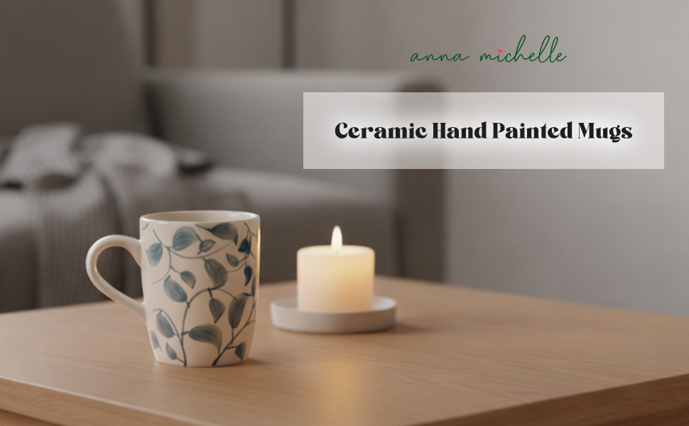 Scroll Handmade & Hand-Painted Stoneware (Set of 4 Mugs) | Lovable Blue