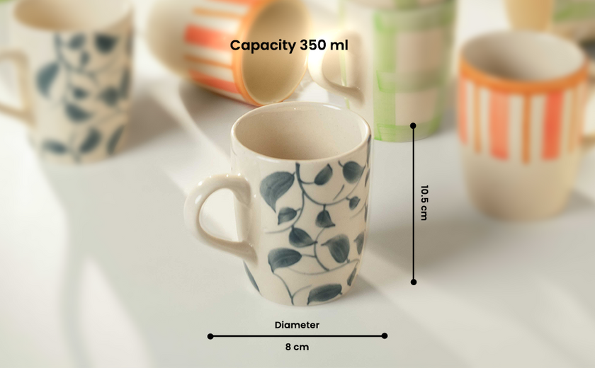 Scroll Handmade & Hand-Painted Stoneware (Set of 4 Mugs) | Lovable Blue