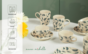 Scroll Handmade & Hand-Painted Stoneware (Set of 4 Mugs) | Lovable Blue