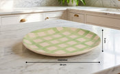 Checked Handmade & Hand-Painted Stoneware Dinner Plates – Set of 4 | Lively Green