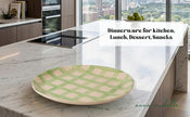 Checked Handmade & Hand-Painted Stoneware Dinner Plates – Set of 4 | Lively Green