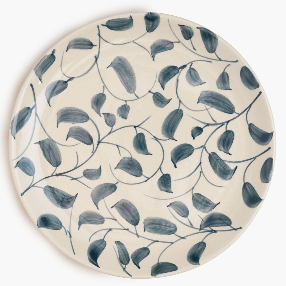 Scroll Handmade & Hand Painted Stoneware Dinner Plates (Set of 4)| Lovable Blue