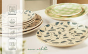 Scroll Handmade & Hand Painted Stoneware Dinner Plates (Set of 4)| Lovable Blue