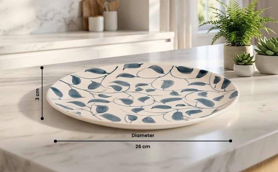 Scroll Handmade & Hand Painted Stoneware Dinner Plates (Set of 4)| Lovable Blue