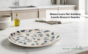 Scroll Handmade & Hand Painted Stoneware Dinner Plates (Set of 4)| Lovable Blue