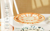Striped Handmade & Hand-Painted Stoneware Dinner Plates – Set of 4 | Beautiful Rose