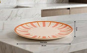 Striped Handmade & Hand-Painted Stoneware Dinner Plates – Set of 4 | Beautiful Rose