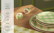 Checked Handmade & Hand-Painted Stoneware Side Plates (Set of 4) | Lively Green
