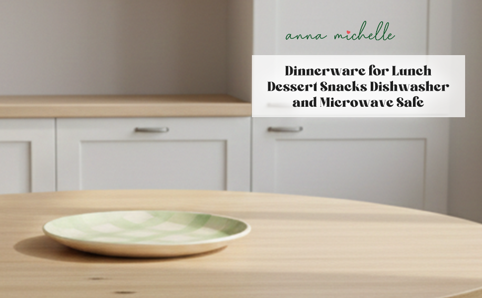 Checked Handmade & Hand-Painted Stoneware Side Plates (Set of 4) | Lively Green