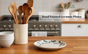 Scroll Handmade & Hand-Painted Stoneware Side Plates (Set of 4)  | Lovable Blue