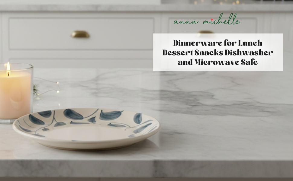 Scroll Handmade & Hand-Painted Stoneware Side Plates (Set of 4)  | Lovable Blue