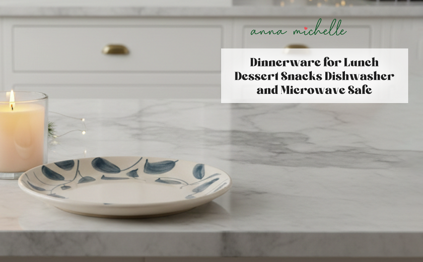 Scroll Handmade & Hand-Painted Stoneware Side Plates (Set of 4)  | Lovable Blue