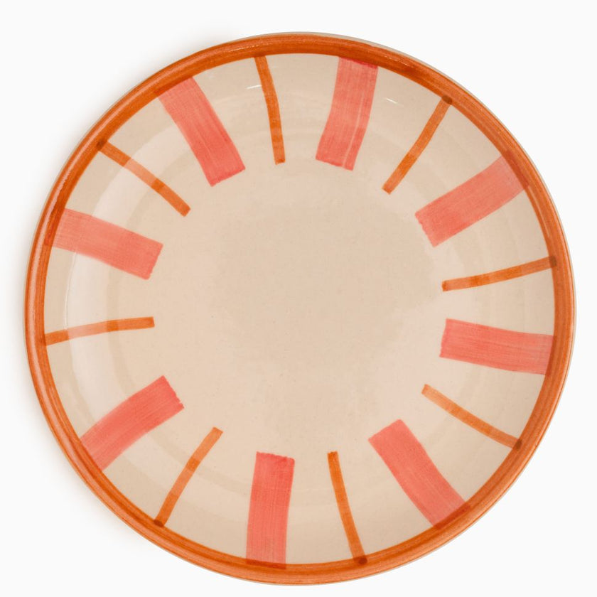 Striped Handmade & Hand-Painted Stoneware Side Plates (Set of 4) | Beautiful Rose