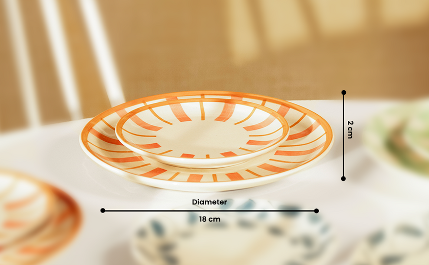 Striped Handmade & Hand-Painted Stoneware Side Plates (Set of 4) | Beautiful Rose