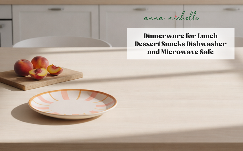 Striped Handmade & Hand-Painted Stoneware Side Plates (Set of 4) | Beautiful Rose