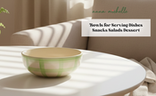 Checked Handmade & Hand-Painted Stoneware Serving Bowls (Set of 2) | Lively Green