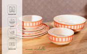 Striped Handmade & Hand-Painted Stoneware Serving Bowls (Set of 2) | Beautiful Rose