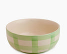 Checked Handmade & Hand-Painted Stoneware Cereal Bowls (Set of 4) | Lively Green