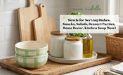 Checked Handmade & Hand-Painted Stoneware Cereal Bowls (Set of 4) | Lively Green