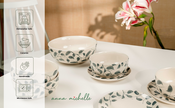 Scroll Handmade & Hand-Painted Stoneware Cereal Bowls (Set of 4) | Lovable Blue
