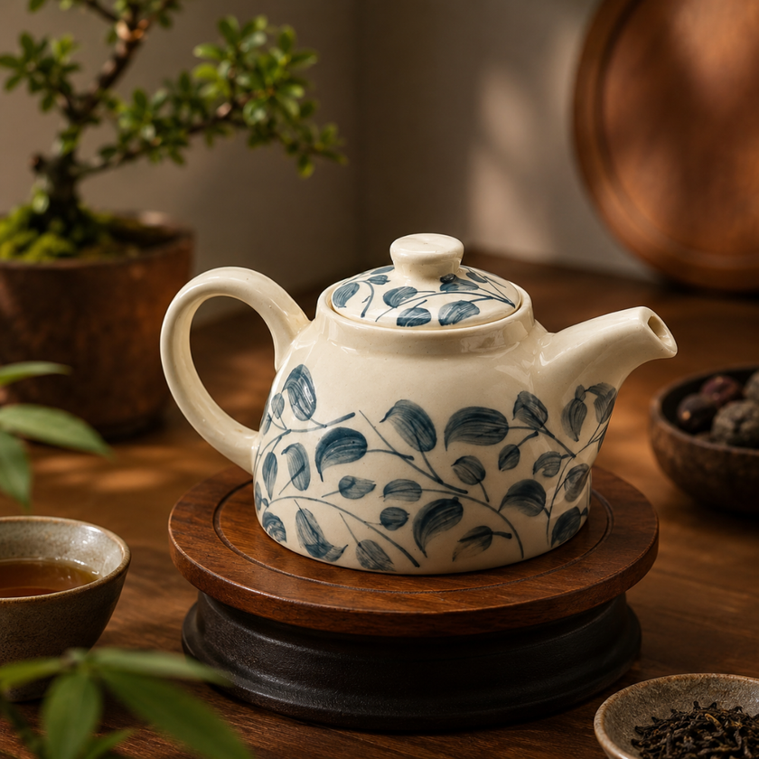 Scroll 1,200ml Handmade & Hand-Painted Stoneware Teapot | Lovable Blue