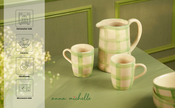 Checked Handmade & Hand-Painted Stoneware Jug  1500ml | Lively Green
