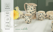 Scroll Handmade & Hand-Painted Stoneware Jug – 1500ml | Lovable Blue