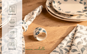Scroll Handmade Stoneware Napkin Rings Set of 4 | Lovable Blue