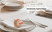 Striped Handmade Stoneware Napkin Rings (Set of 4) | Rose Pink