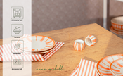 Striped Handmade Stoneware Napkin Rings (Set of 4) | Rose Pink
