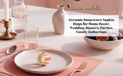Striped Handmade Stoneware Napkin Rings (Set of 4) | Rose Pink