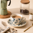 Scroll Handmade & Hand-Painted Stoneware (Set of 4) Cups & Saucers | Lovable Blue