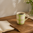 Checked Handmade & Hand-Painted Stoneware (Set of 4) Mugs | Lively Green