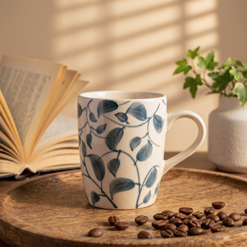 Scroll Handmade & Hand-Painted Stoneware (Set of 4 Mugs) | Lovable Blue
