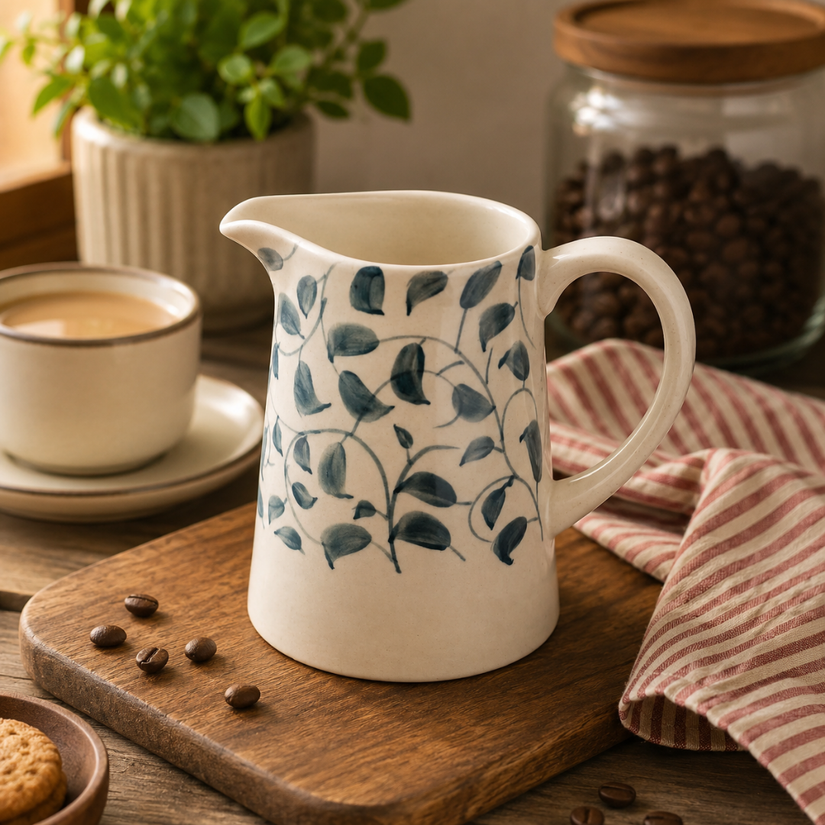 Scroll Handmade & Hand-Painted Stoneware Jug – 1500ml | Lovable Blue