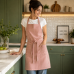 Striped 100% Cotton Apron – Adjustable Neck, Long Waist Ties & 2 Front Pockets | Beautiful Rose