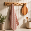 Striped 100% Cotton Set of 2 Reusable Cloth Tea Towels with Hanging Loop | Beautiful Rose
