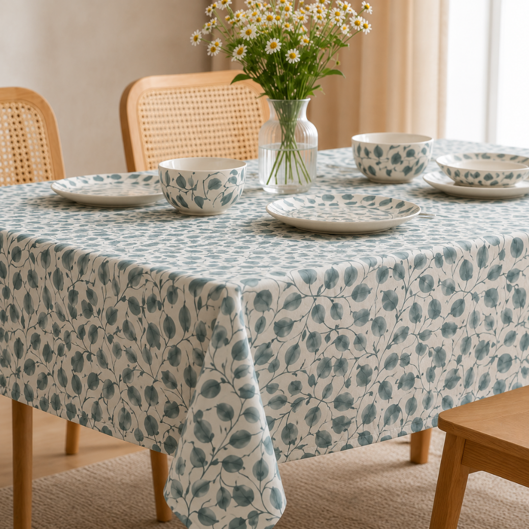 Scroll 100% Cotton Everyday Reusable Tablecloth | Lovable Blue