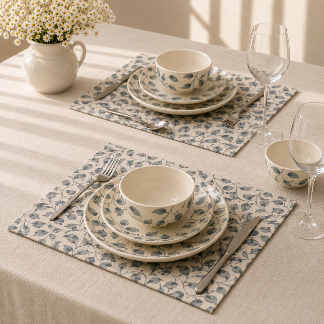 Scroll 100% Cotton Set of 2 Reusable Placemats | Lovable Blue