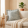 Scroll Cotton Cushion Cover with Frill | Lovable Blue (with Pad)
