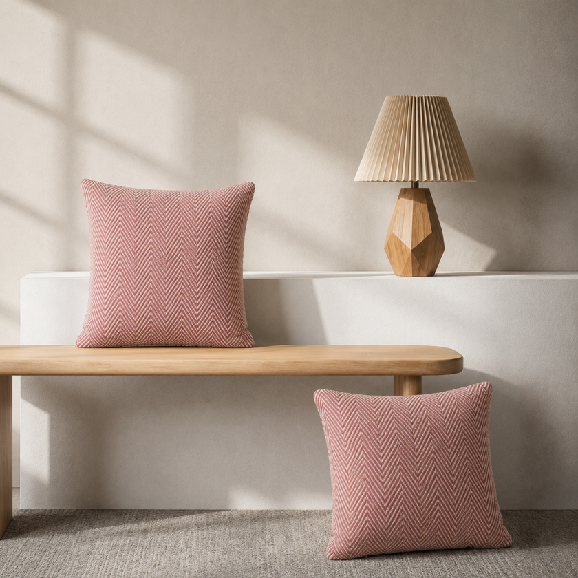 Chevron Rose Handwoven Cushion Recycled Plastic (with Pad)