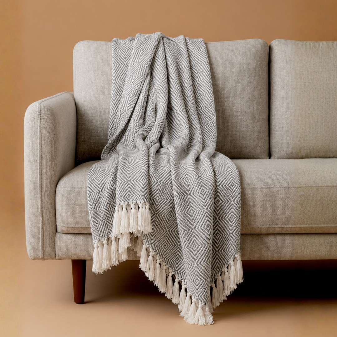 Diamond Blue Handwoven Throw Recycled Plastic Bottles
