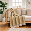 Chevron Ochre Handwoven Throw Recycled Plastic Bottles