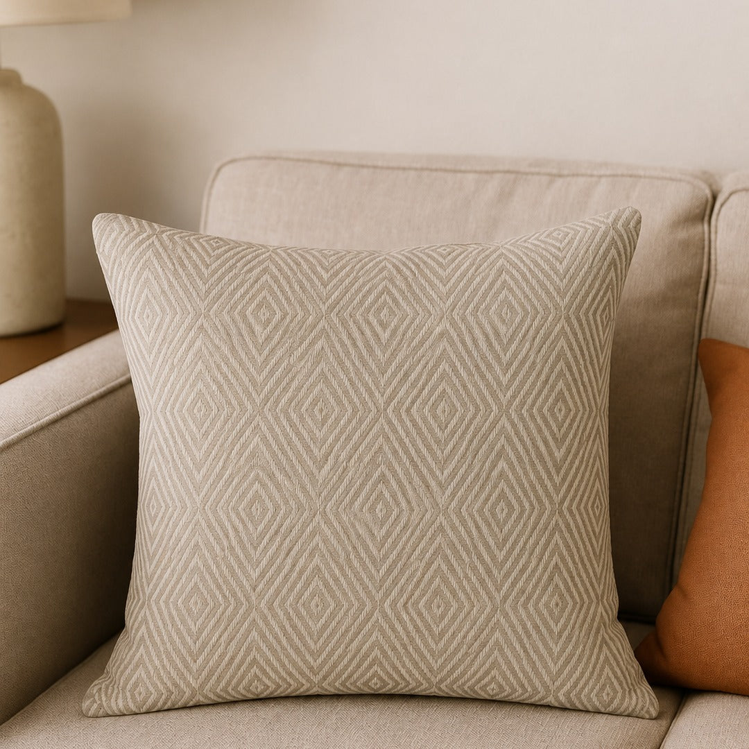 Diamond Green Handwoven Cushion Recycled Plastic (with Pad)