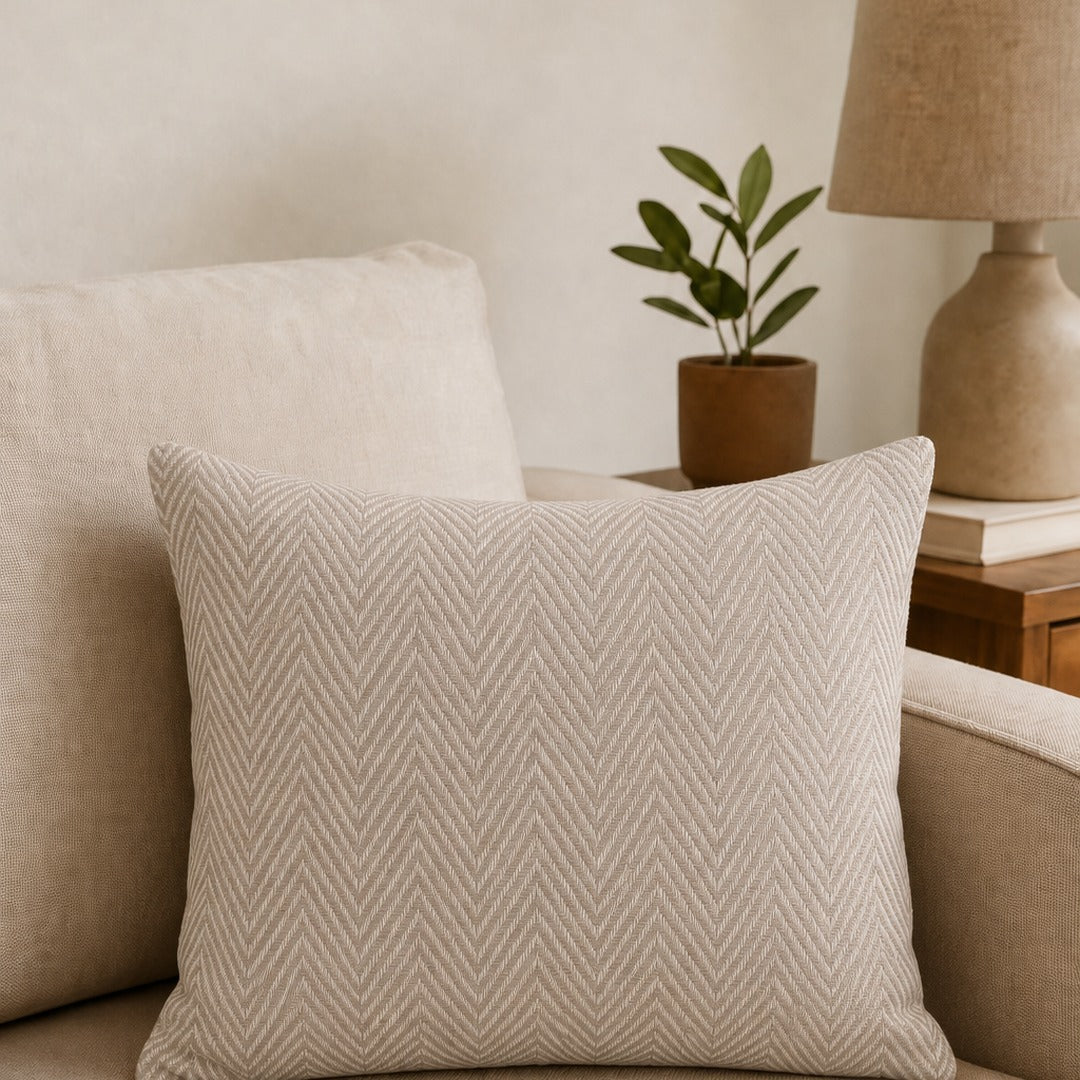 Chevron Grey Handwoven Cushion Recycled Plastic (with Pad)