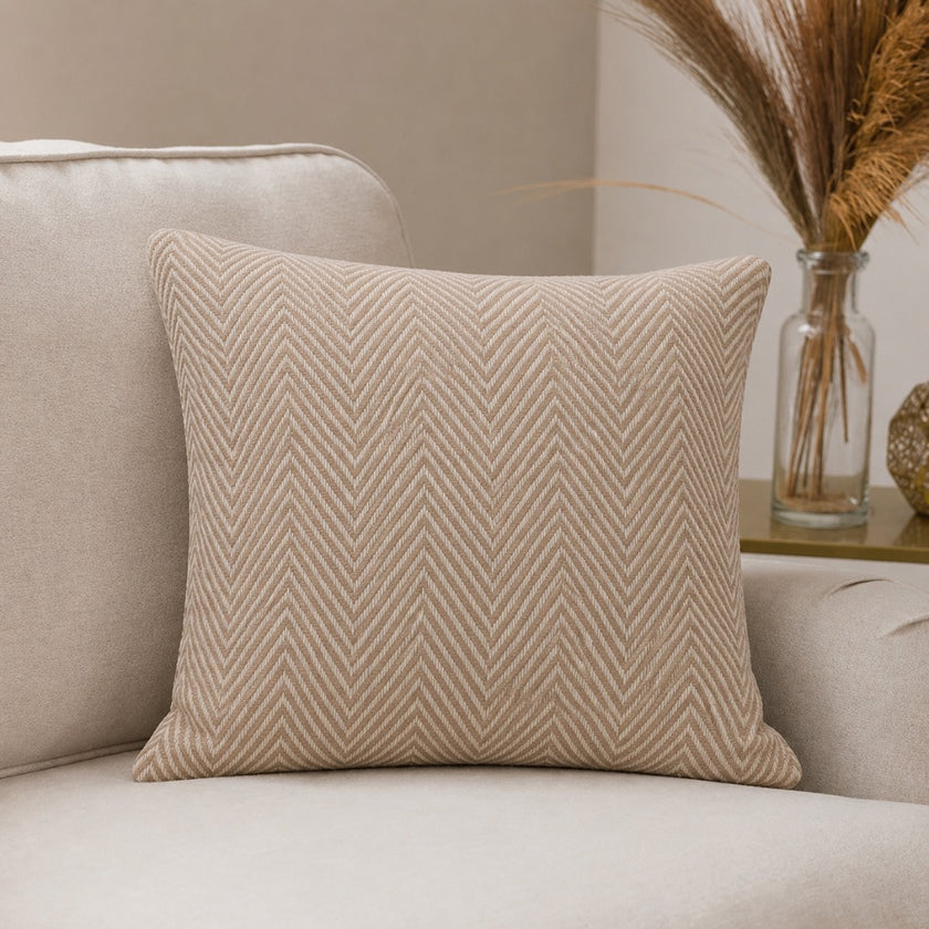 Chevron Ochre Handwoven Cushion Recycled Plastic (with Pad)